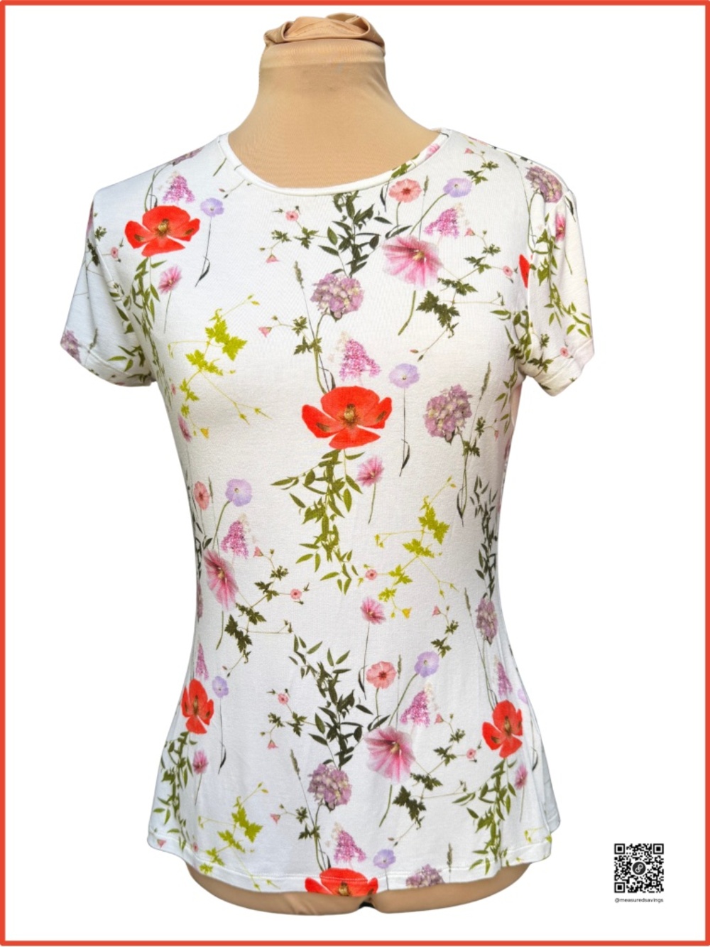 Size 2 - Ted Baker London - Hedgerow White Floral Fitted Tee - VCG